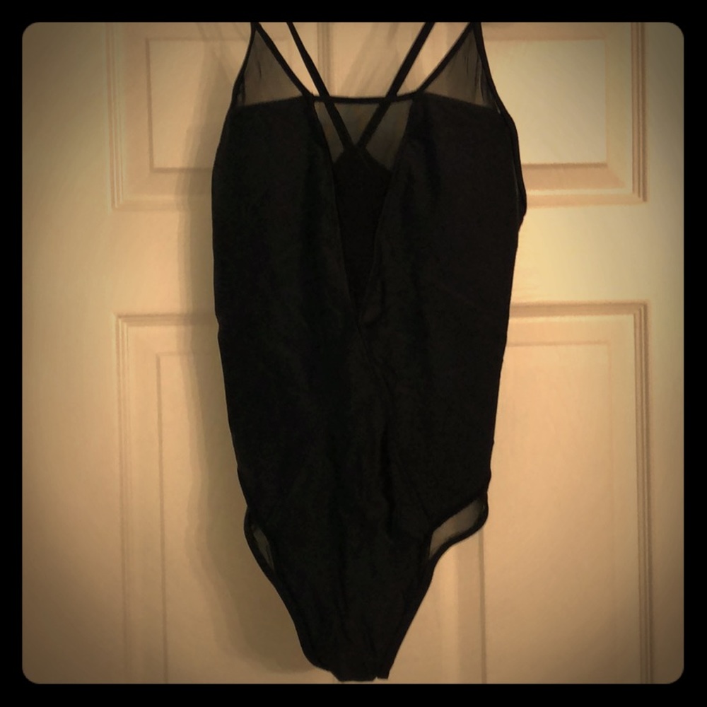 Black one piece bathing suit
